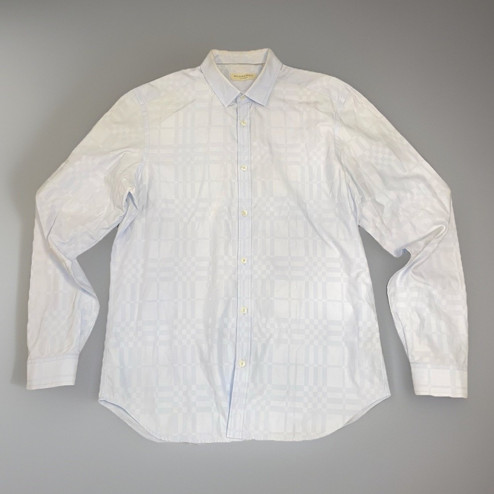 Burberry London Tailored Button Down Blue Dress Shirt Mens Size Large 16 1/2 42